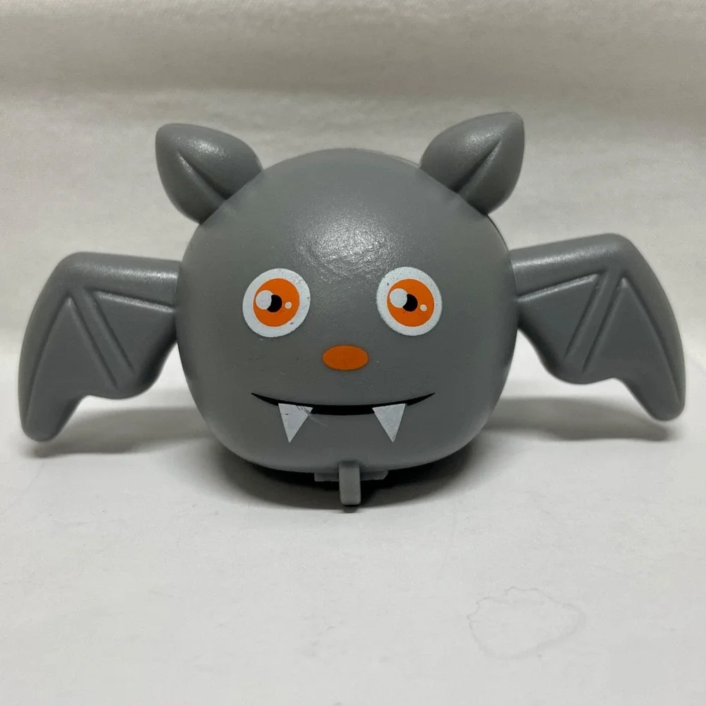 Pull Back Car Toy Halloween Vampire Bat Mini Figure Gray 2 Rubber Wheels Loose